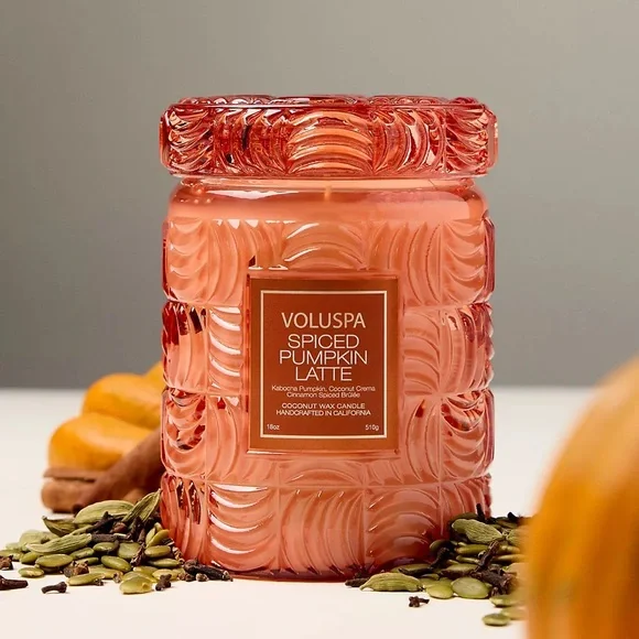 Anthropologie x Voluspa Spiced Pumpkin Latte Glass Jar Candle 18 oz - Picture 1 of 2